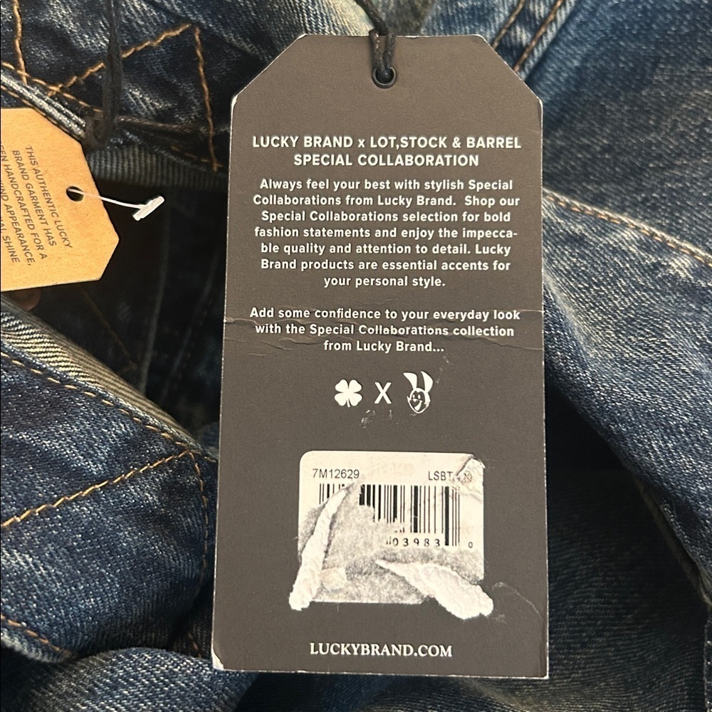 NWT Lucky Brand x Lot Stock & Barrel Denim Jacket Skull Above Below Embroidered - Picture 7 of 11